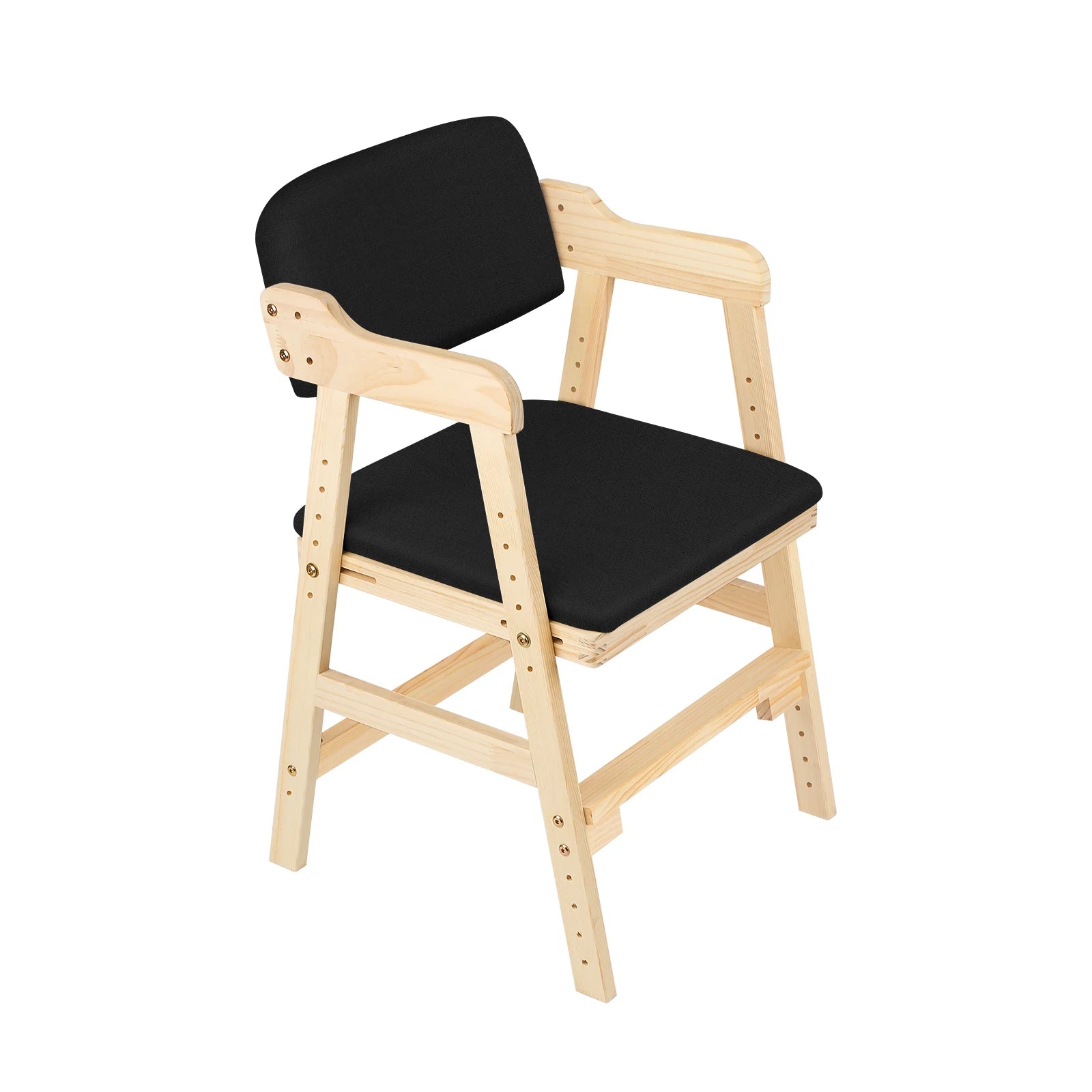 Chaise évolutive en bois de pin avec assise et dossier noir