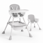 Chaise haute et chaise enfant photographiées ensemble sur fond blanc