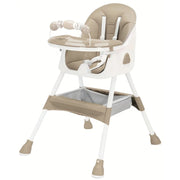 Chaise haute bébé beige évolutive et confortable pour des repas sereins en toute confiance