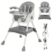 Chaise haute bébé grise évolutive, stable et confortable avec maintien sécurisant