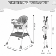 Dimensions d’une chaise haute bébé stable et peu encombrante
