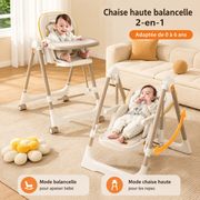 Chaise haute multifonction bébé avec mode balancelle et plusieurs positions d’inclinaison