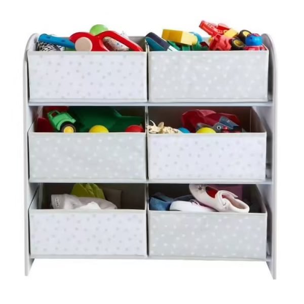 Meuble de Rangement à Jouets Blanc avec 6 Bacs pour Chambre d'Enfant – Image 5