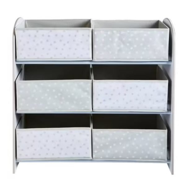 Meuble de Rangement à Jouets Blanc avec 6 Bacs pour Chambre d'Enfant – Image 2