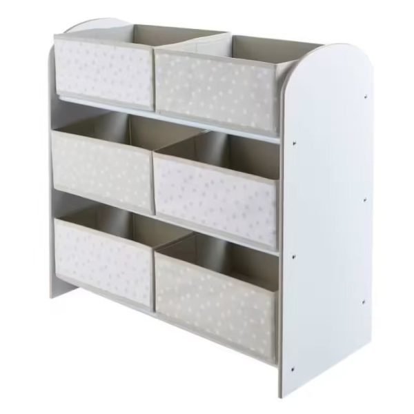 Meuble de Rangement à Jouets Blanc avec 6 Bacs pour Chambre d'Enfant